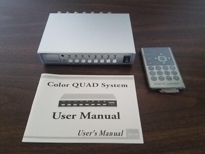 4CH Color QUAD System Video Splitter CCTV DVR Camera Processor Remote Control
