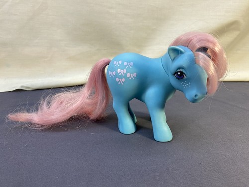 My Little Pony Bow Tie 1983 Vintage G1 Blue With Pink Bows My Little Pony Bow Tie 1983 Vintage G1 Blue With Pink Bows