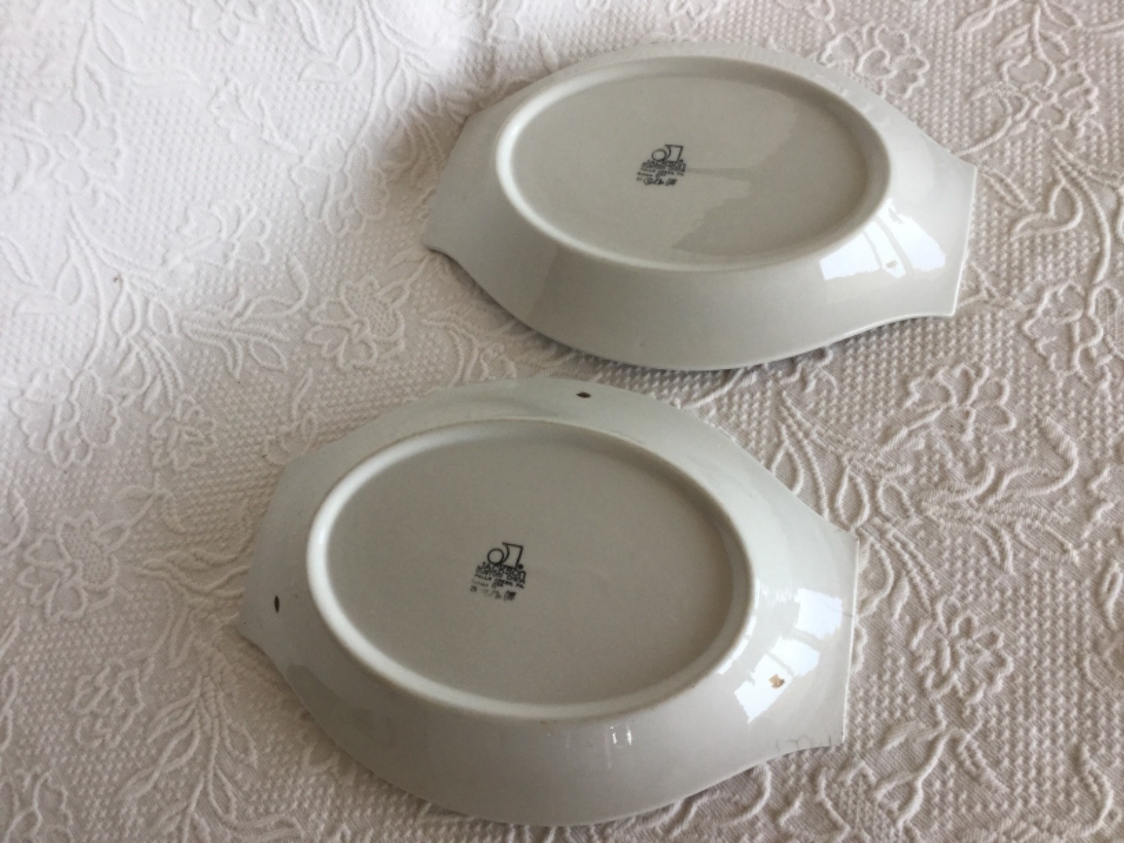 Set 2 Restaurant Ware Vtg Casserole Au Gratin Plate Oval Bowl Handle Steak Retro