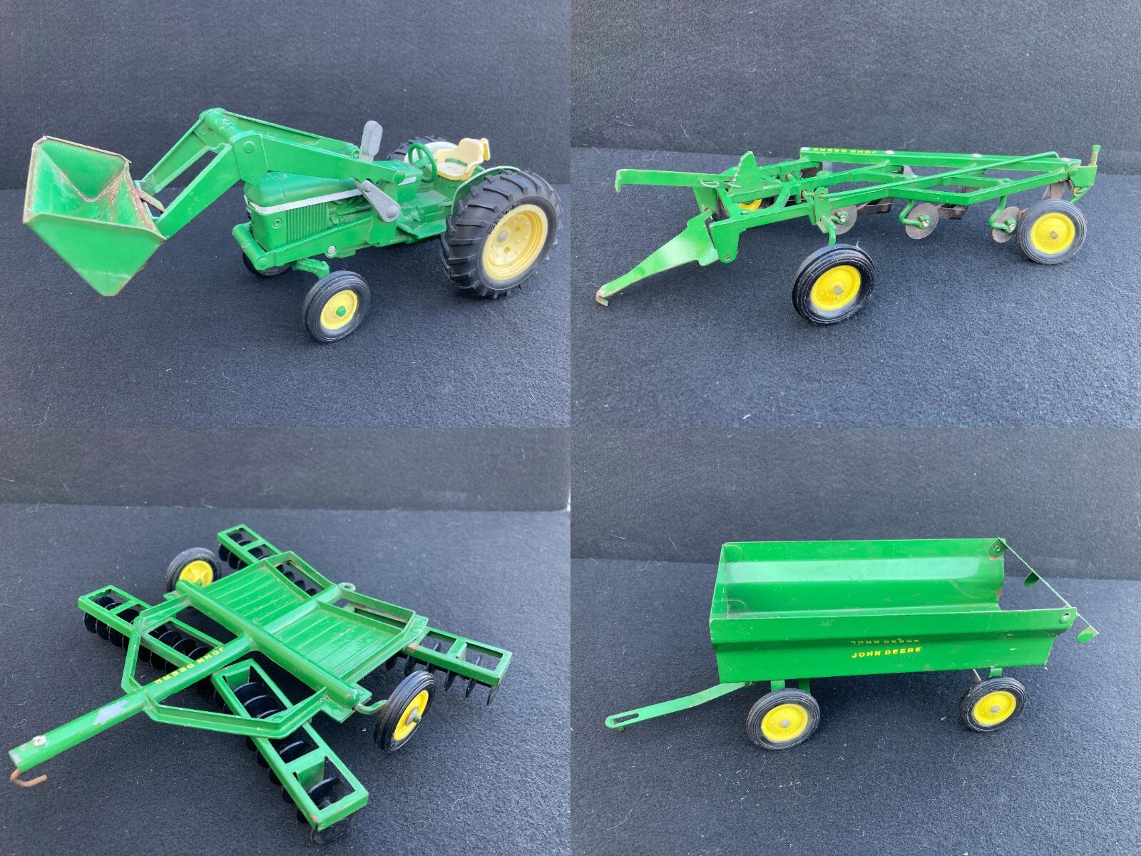 1960s VINTAGE JOHN DEERE 4 PIECE SET WITH RARE END LOADER