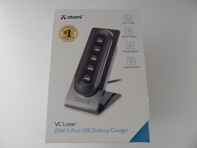 Atomi Universal VC Luster 25W 5 USB Ports Rapid Charger New