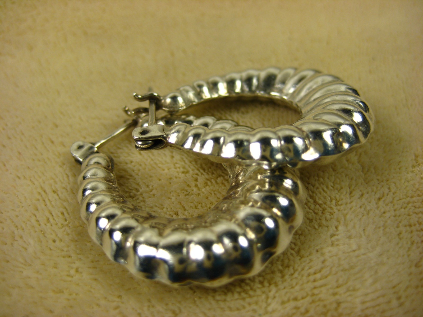 Vintage Sterling Silver Boho Mexico Southwestern Hoop Leverback Earrings 925