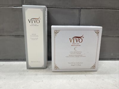Vivo Per Lei Night Cream White Collection 1.7oz  & Milk Cleanser 2.7oz Bundle