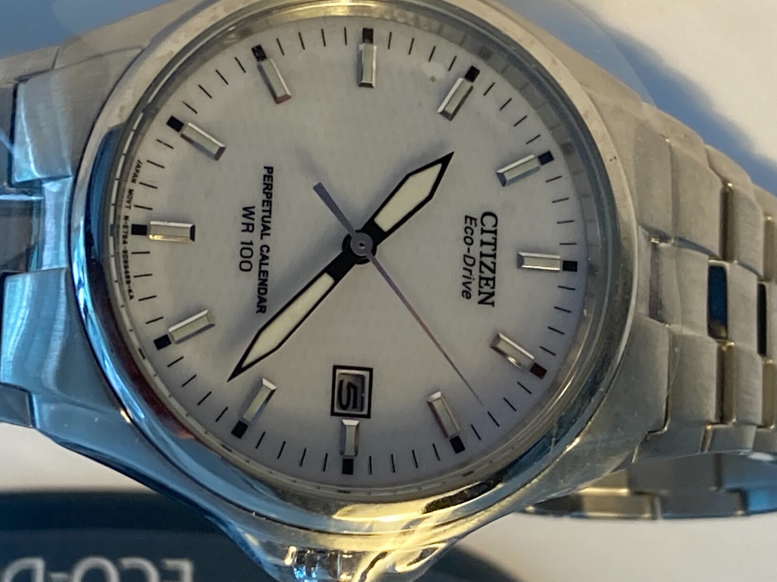 Pre-owned Citizen Eco-drive Men's Wr100 Ss Brac Wh