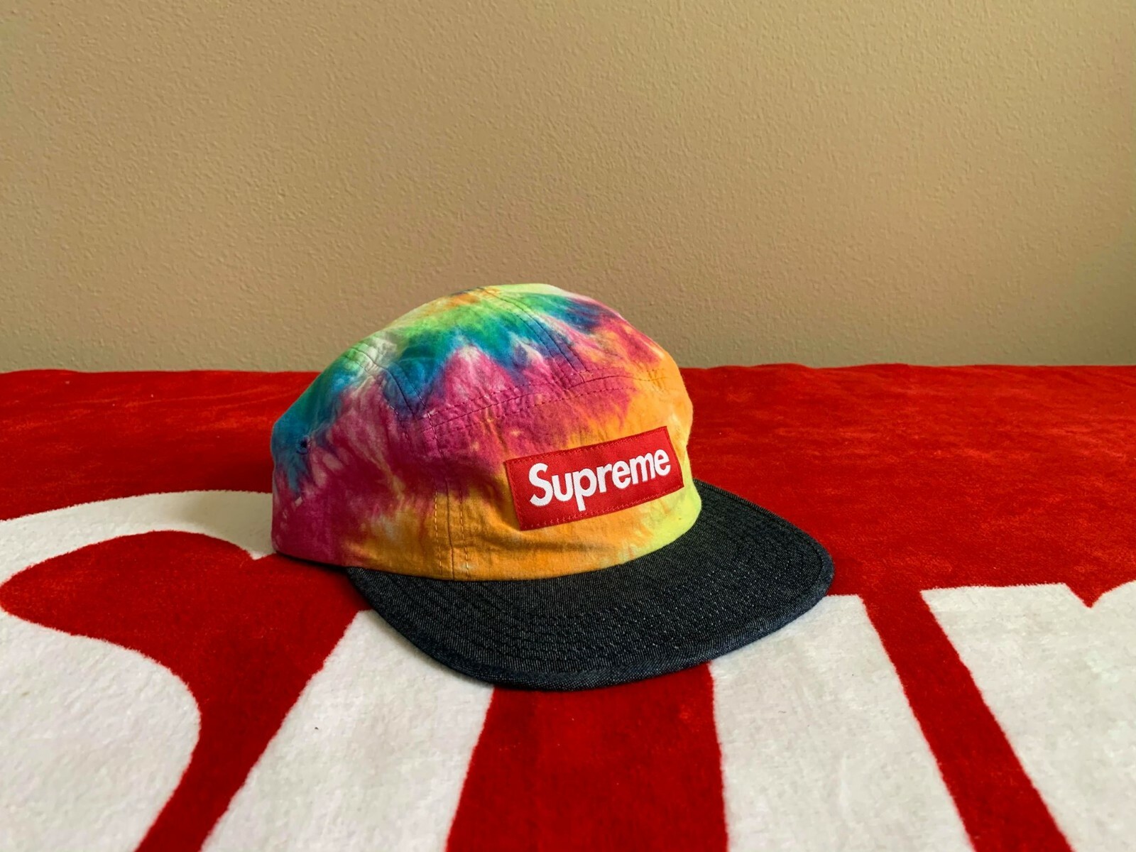 Supreme Tie Dye Camp Hat Cap Red Box Logo Authentic NEW SS