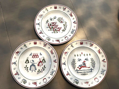 3-Johnson Bros Twelve 12 DAYS OF Christmas Lunch/Salad Plates NWOT