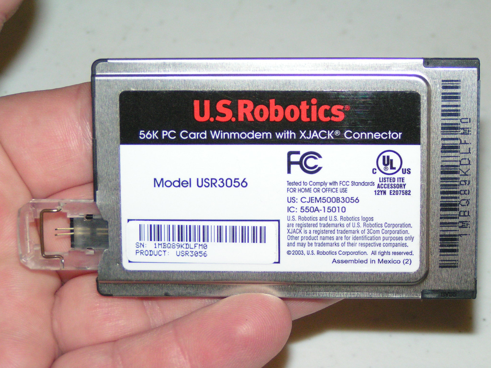 US ROBOTICS MODEL USR3056 56K Modem Card with XJack