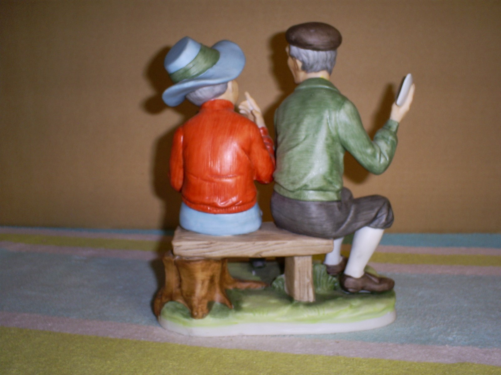 Vintage Lefton China Hand Painted 7269 Golfing Couple Sitting On a Bench