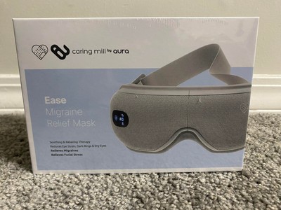 Caring Mill by Aura Ease Migraine Relief Mask Compression Massage Heat Bluetooth