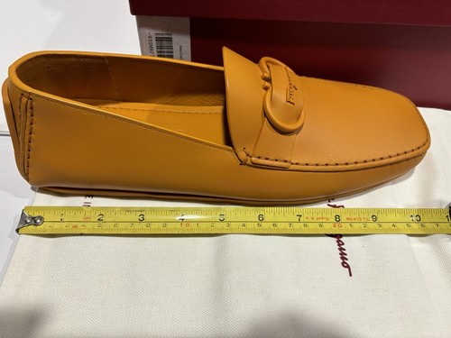 Pre-owned Ferragamo Mens Leather Shoes8d "palinuro" Driving Loafers Gancini In Green