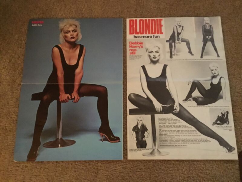 BLONDIE DEBBIE HARRY 1979 RARE SWEDISH MAGAZINE POSTER AND PAGE KISS AUCOIN