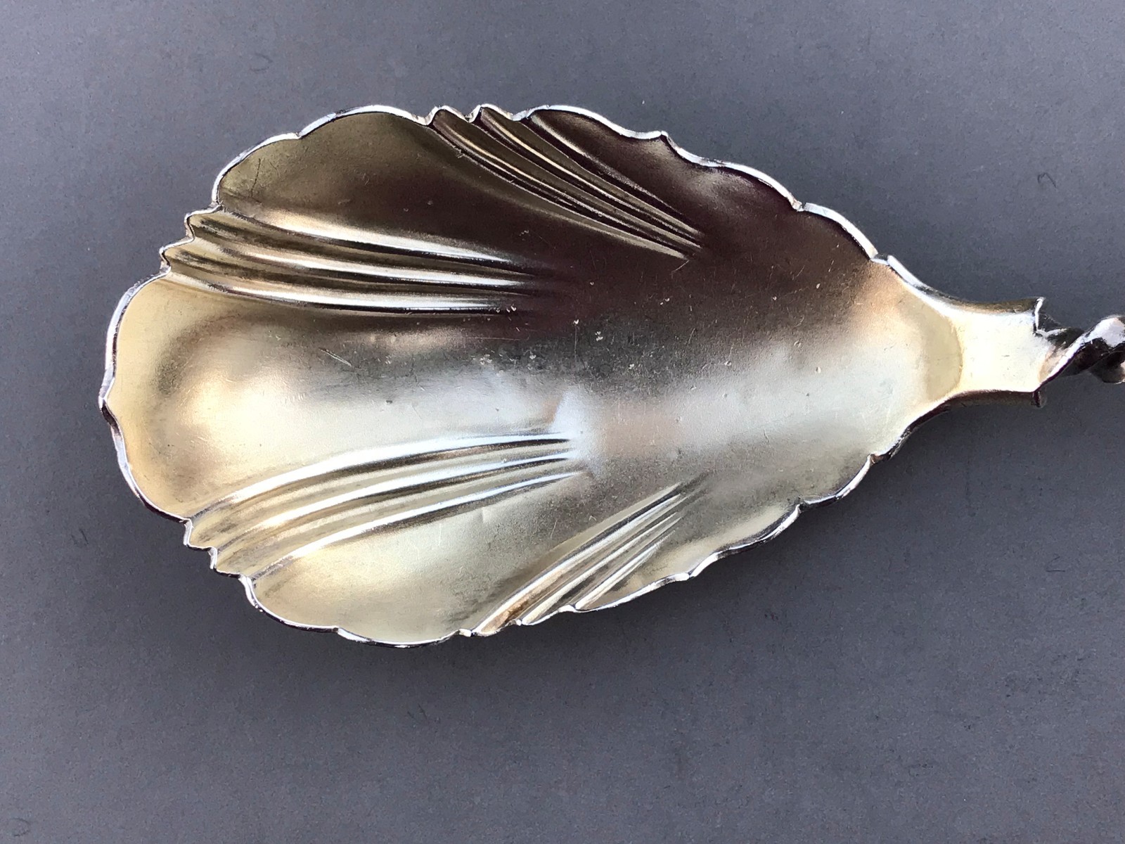 Antique Albert Coles Sterling Silver Berry Spoon Twisted Handle 8-1/2 inches