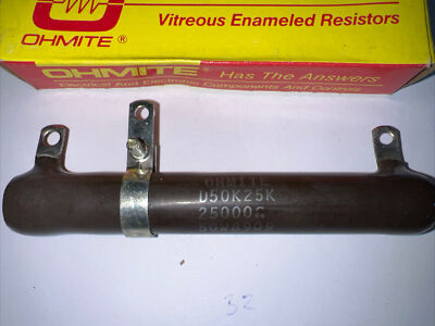 25000 Ohm 50 Watt Adjustable, Ceramic Power Resistor By Ohmite New in Box.