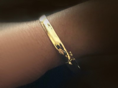 Pre-owned Roxx Fine Jewelry Bangle Bracelet 7.7mm 14k Yellow Gold 6.5" Polished Half Round Hinged 29.98g