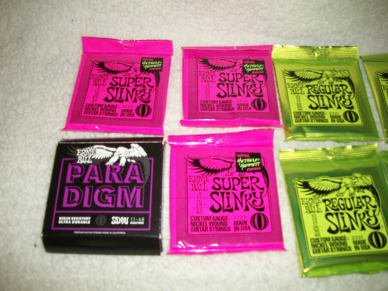 ERNIE BALL REGULAR SUPER SLINKY 9'S 10'S  PARADIGM 11'S STRINGS 8 SETS LOT NEW