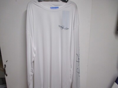 FISHING LIFE ''BASE LAYER'' MENS LONG SLEEVE SUN SHIRT (XXL) NWT $45 WHITE UPF 50