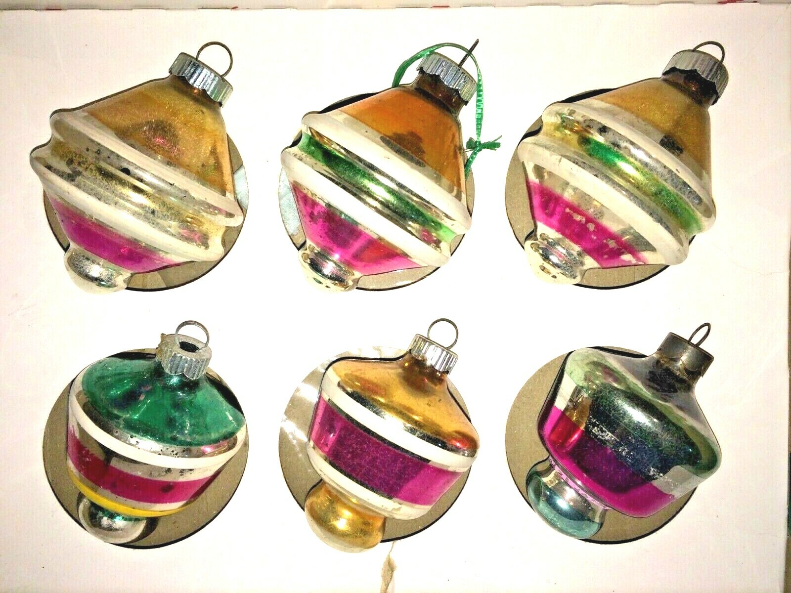 Vintage Shiny Brite UFO Glass Pastel Pink Ornaments