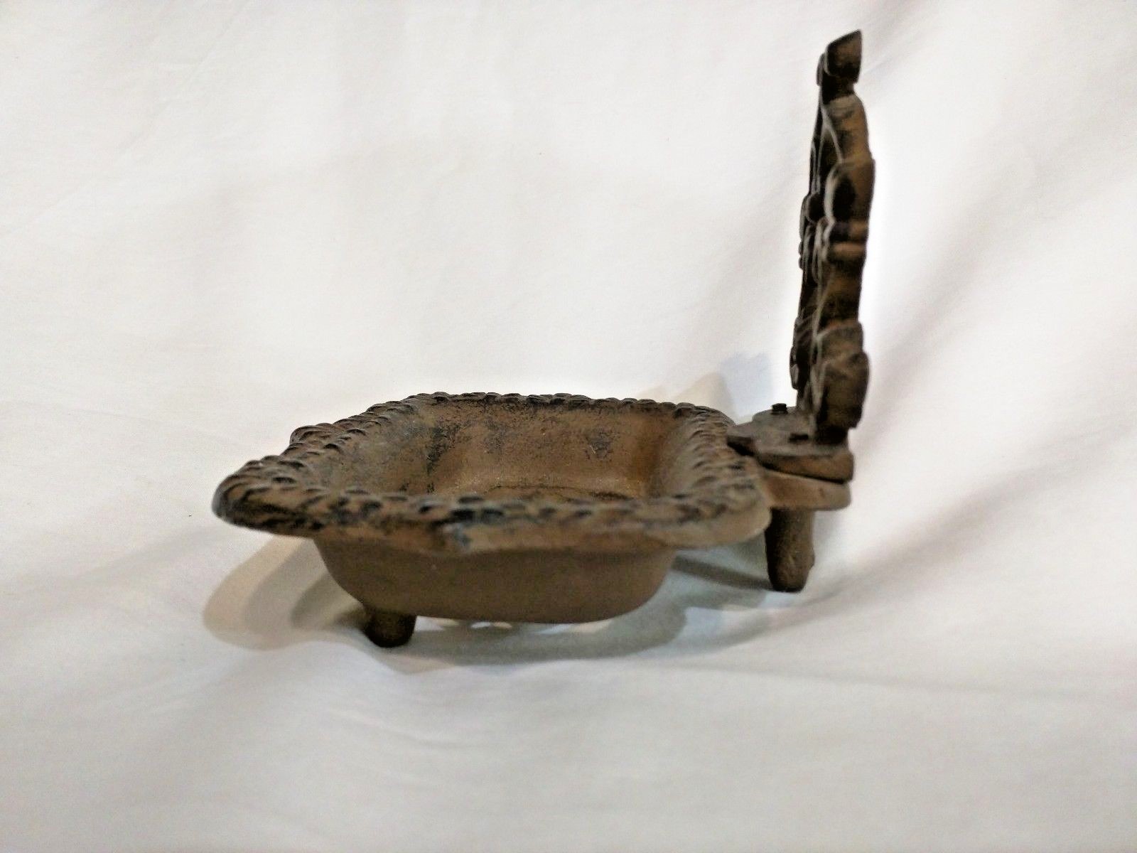 Footed Cast Iron Soap Dish /door stopper Rustic Brown Antique Repro Bath Decor