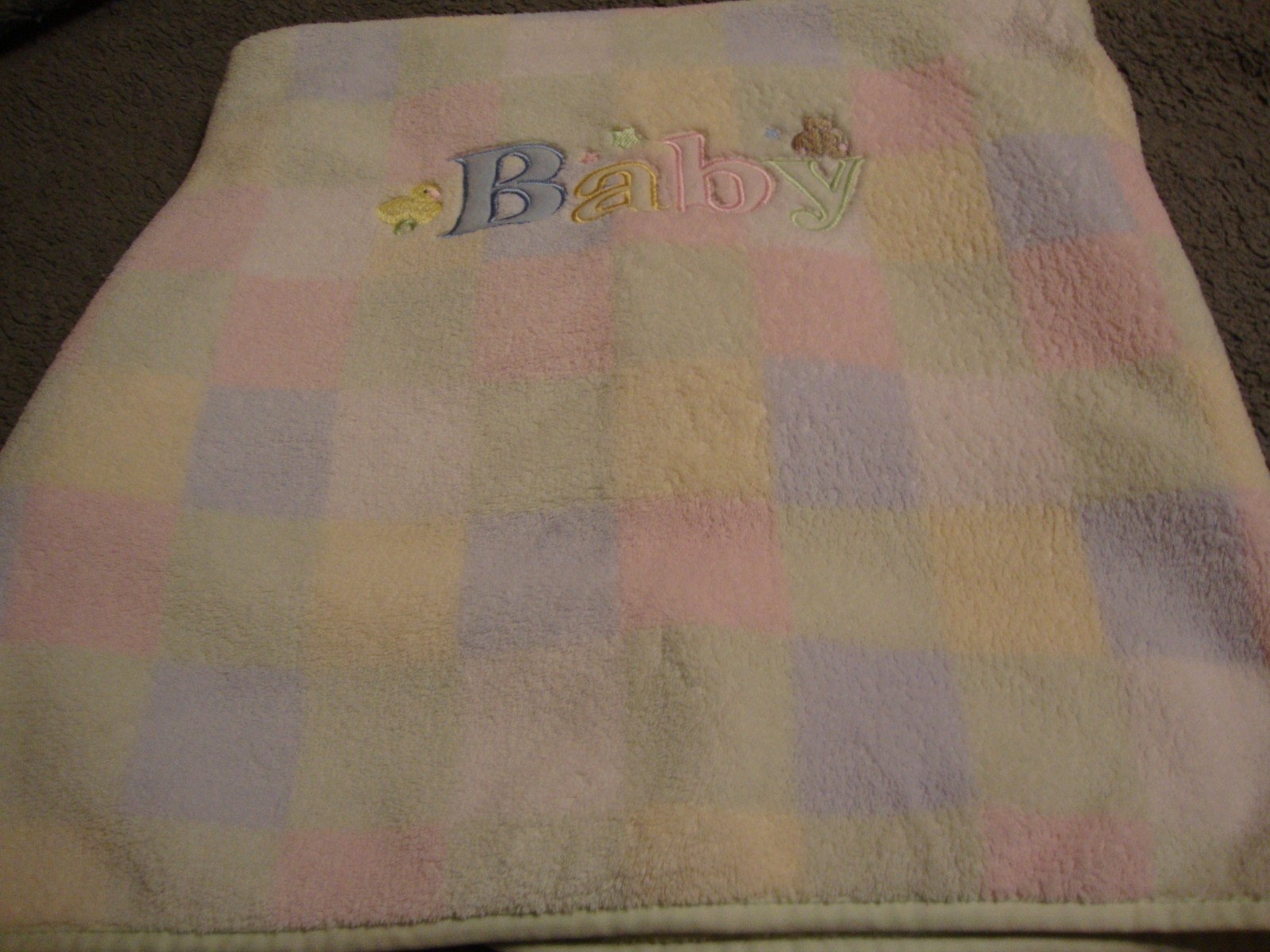 BABY Connection Infant Blanket Pink Green Yellow Blue Squares Duck Bear      179