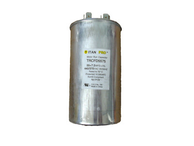 Titan Pro TRCFD5575 Motor Run Dual Capacitor 55+7.5 MFD 440/370 Volts Round B307