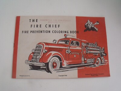 VTG 1945 The Fire Chief Fire Prevention Coloring Book