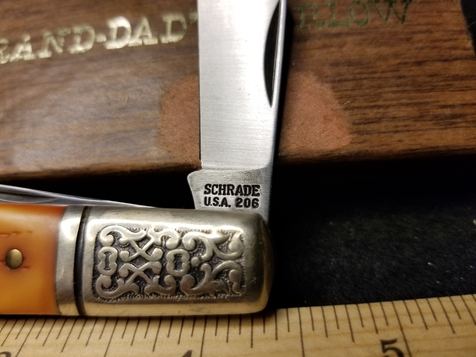 Schrade GRAND DADS BARLOW 2 BLADE 206 KNIFE SCHROLLED BOLSTERS USA