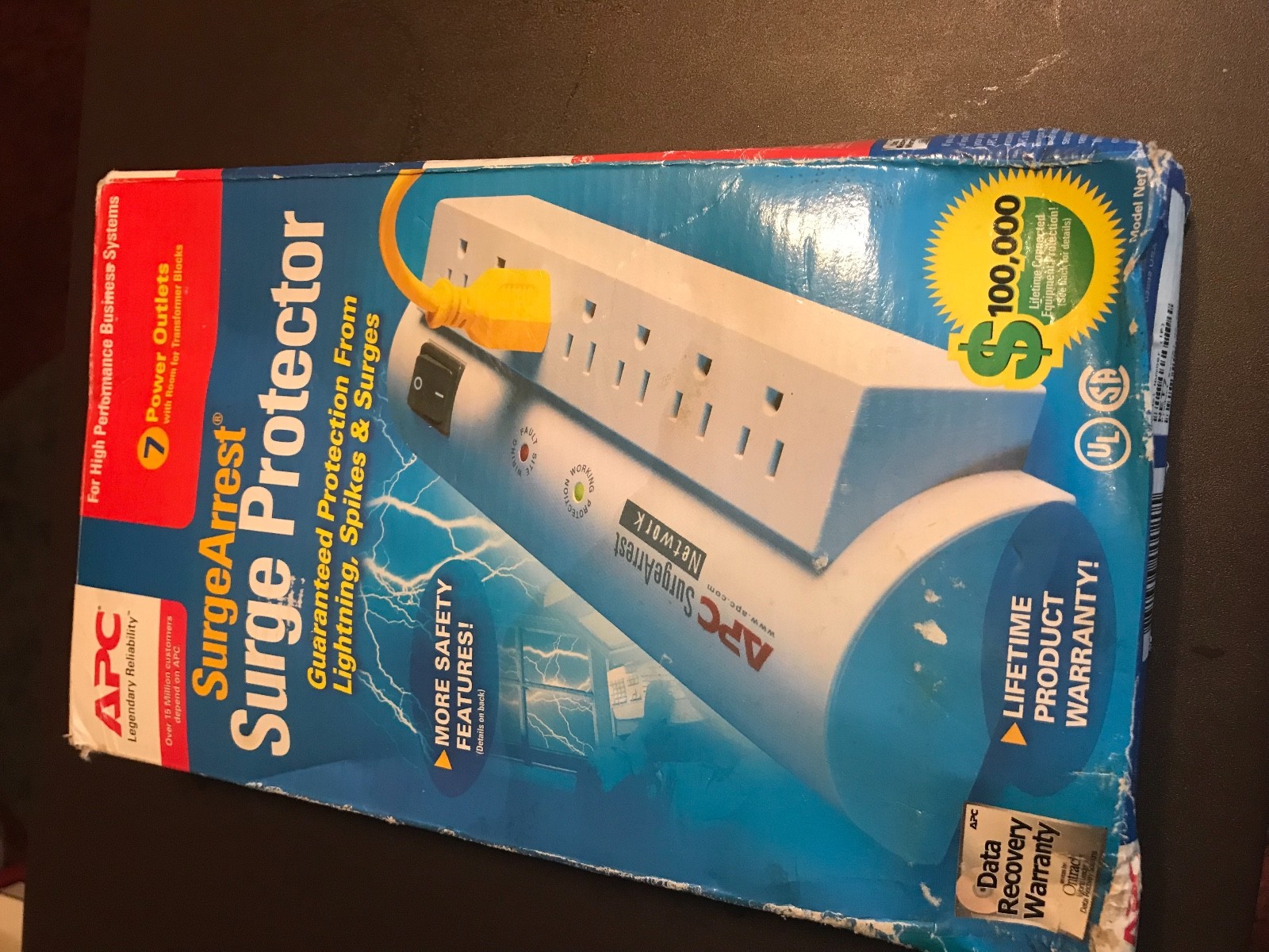 APC LEGENDARY RELIABILITY SUREARREST SURE PROTECTOR 7 POWER OUTLETS MODEL NET7