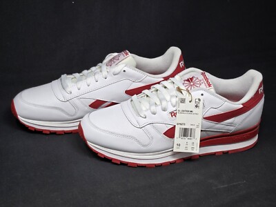 Reebok Men's Classic Leather White Red Running Sneakers Size 10 Shoes GY6273 NBY