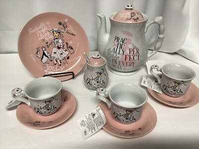 2022 Disney Parks Epcot UK Mary Poppins Practically Perfect Tea Teapot Set of 6
