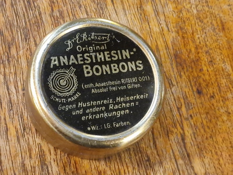 Antik Blechdose Leer Husten Bonbons Ig Farben 20er 30er Dr Ritsert