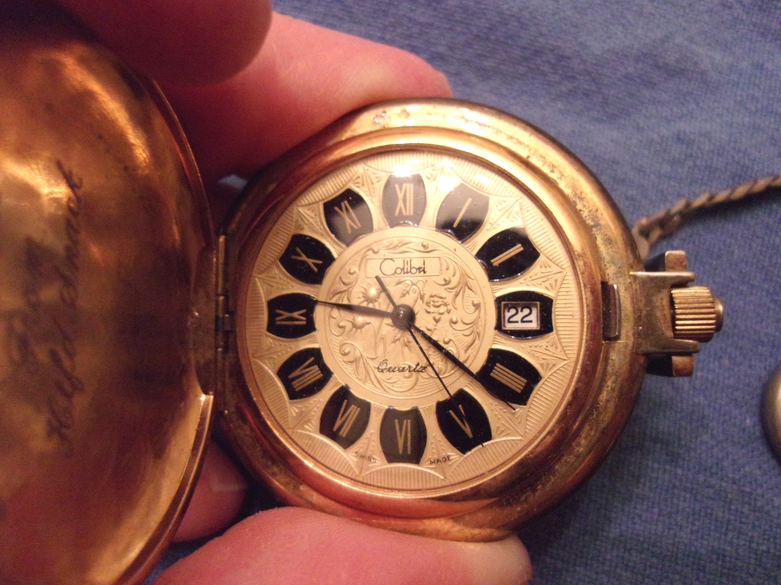 Vintage COLIBRI Quartz POCKET WATCH Swiss Made Service Award ~ WORKS