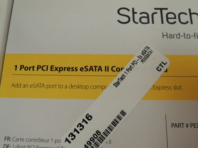 1 Port PCI Express eSATA II Controller Card - StarTech.com - PEXESATA1 - NEW