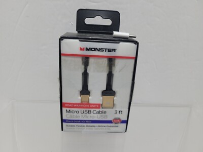 Monster High Performance USB Type-A 2.0 to Micro USB w/USB-C ADAPTER, 3ft