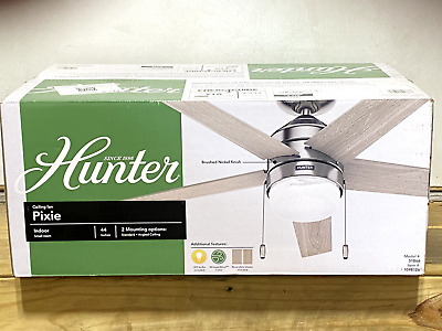 Hunter Pixie 44-in Brushed Nickel LED Indoor Ceiling Fan with Light (5-Blade)