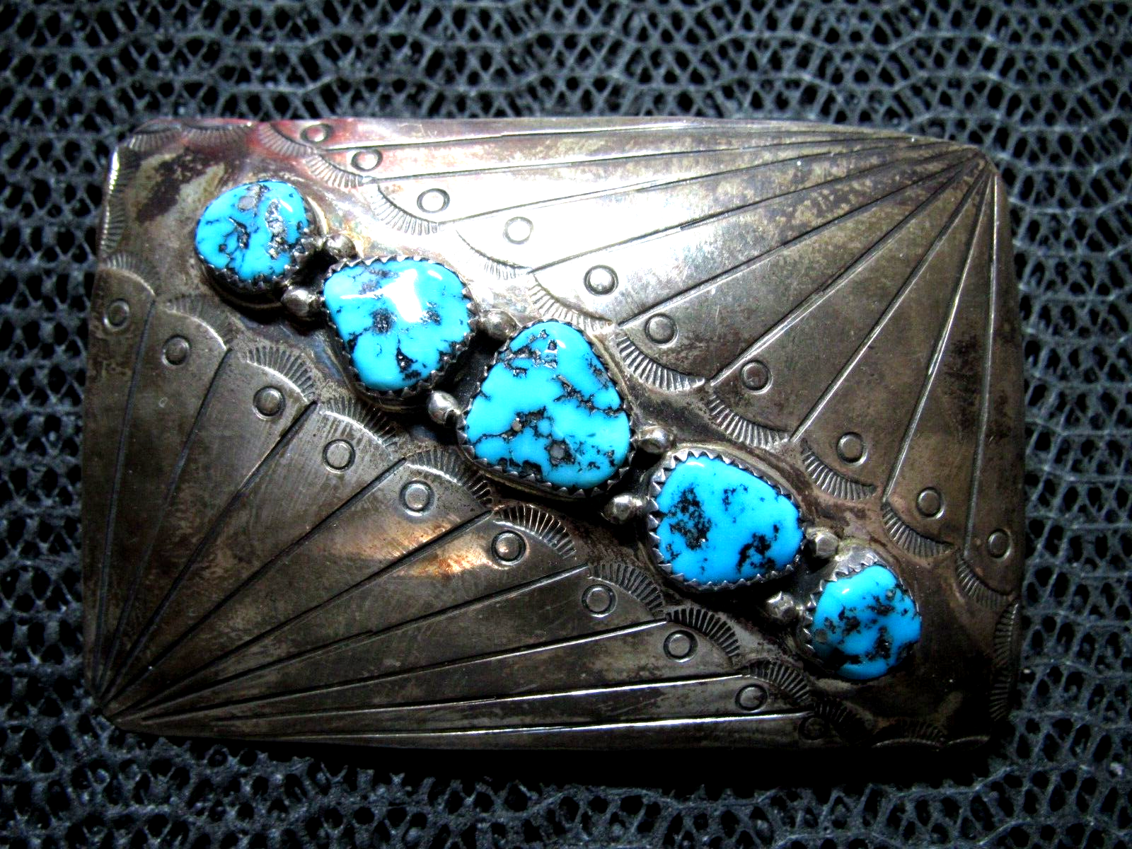 NAVAJO STERLING SILVER TURQUOISE HIPPIE BELT BUCKLE! VINTAGE NAVAJO STERLING SILVER TURQUOISE HIPPIE BELT BUCKLE! VINTAGE