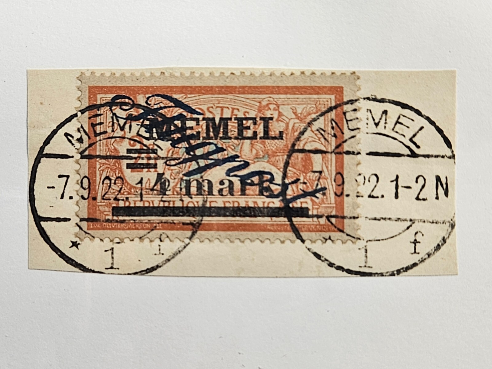 Germany Memel ScC13, 2M over 1Fr, Used VF CV$26.00 (504W98