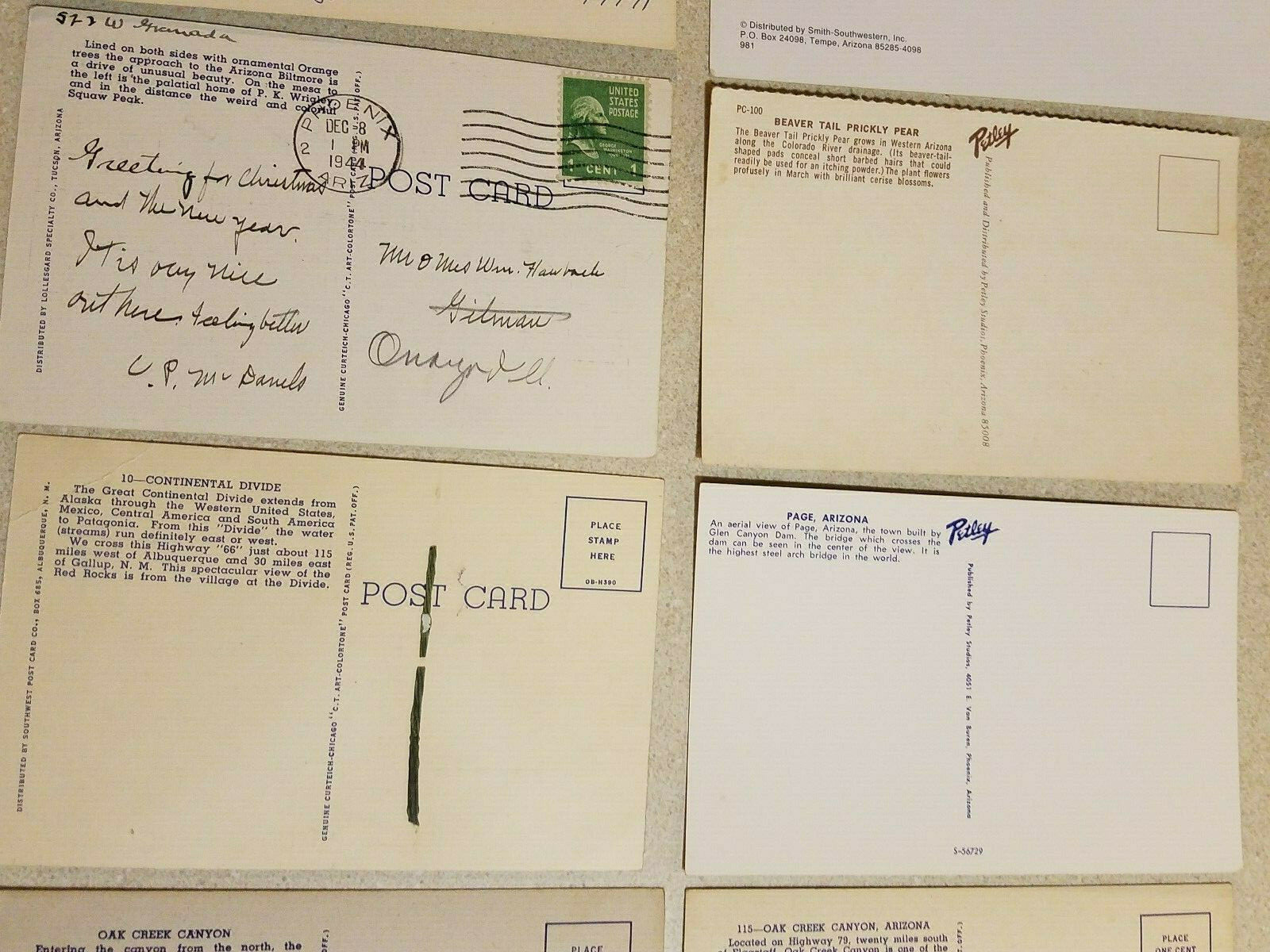 Vtg 8 POSTCARDS Oak Creek Canyon ARIZONA Petrified Forest & INDIANS Beaver Tail