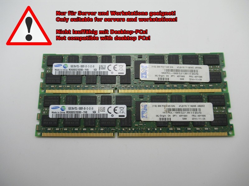 Samsung 32 Go (2x 16 Go) Ddr3-1333 Pc3l-10600r Ibm4jd170 Cl9 MÃ©Moire Serveur Ram