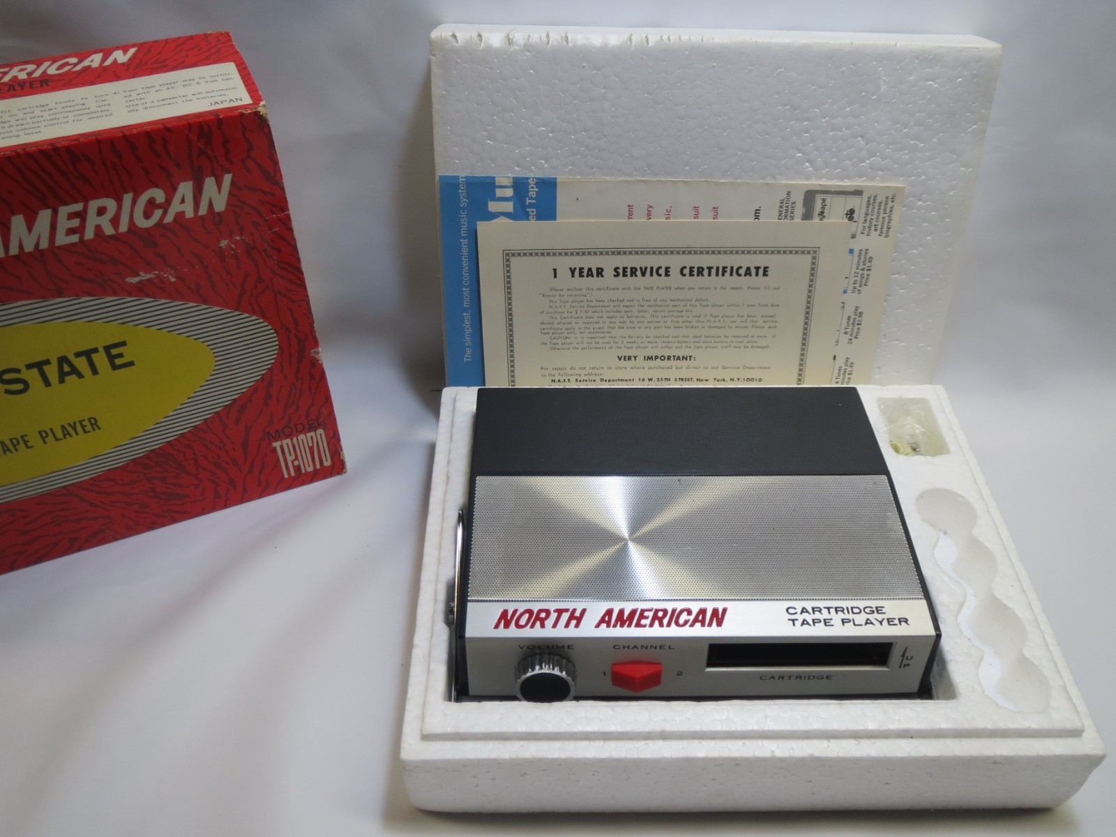 Vintage NORTH AMERICAN TP-1070  PlayTape 2 Track Cartridge Player  Made in Japan
