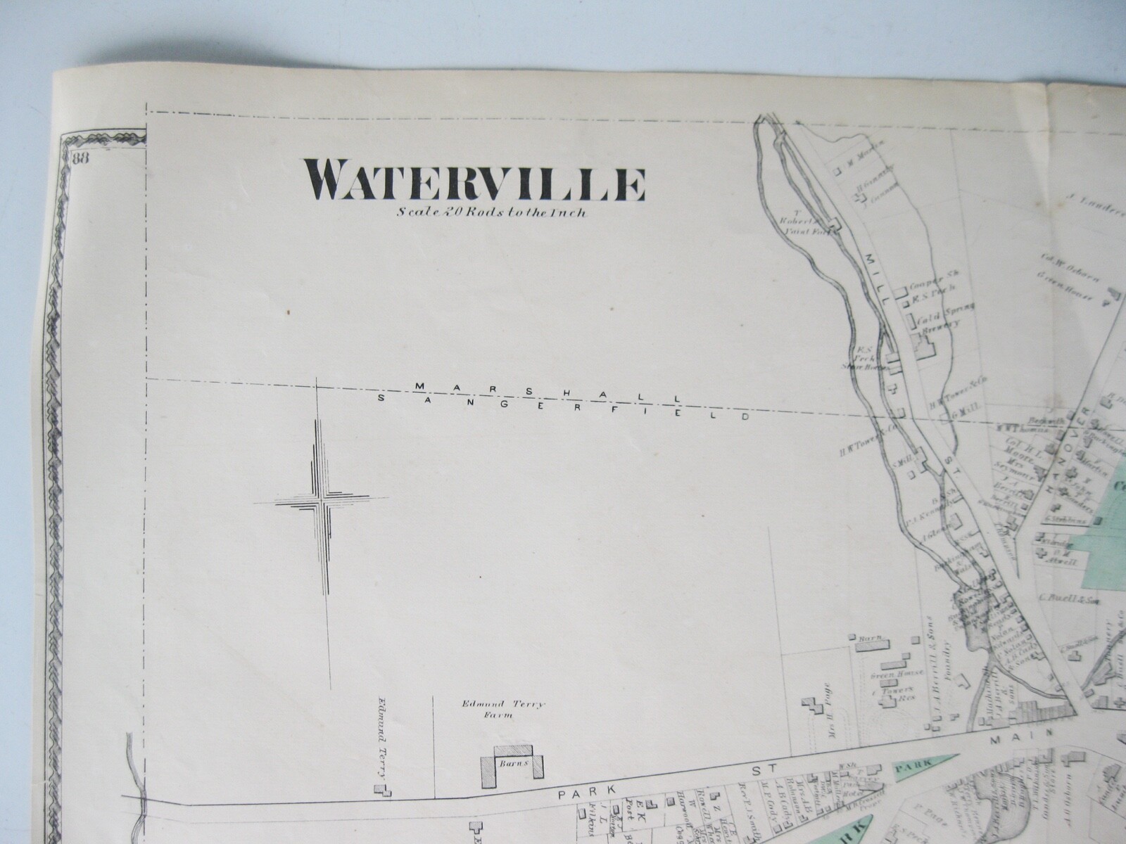 Vintage 1874 Map – Waterville in Oneida County, NY