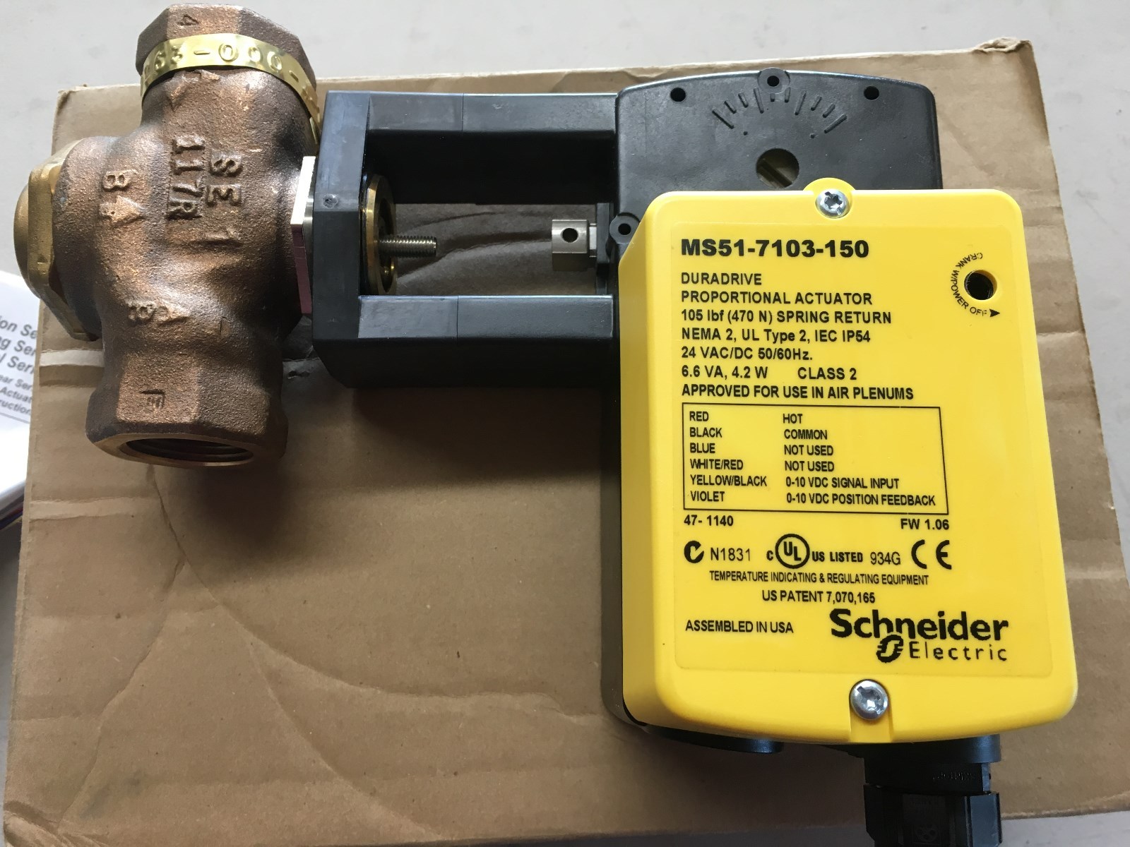 NEW, SCHNEIDER MS51-7103-150, PROPORTIONAL ACTUATOR, With VB 7263-000-4-7 Valve