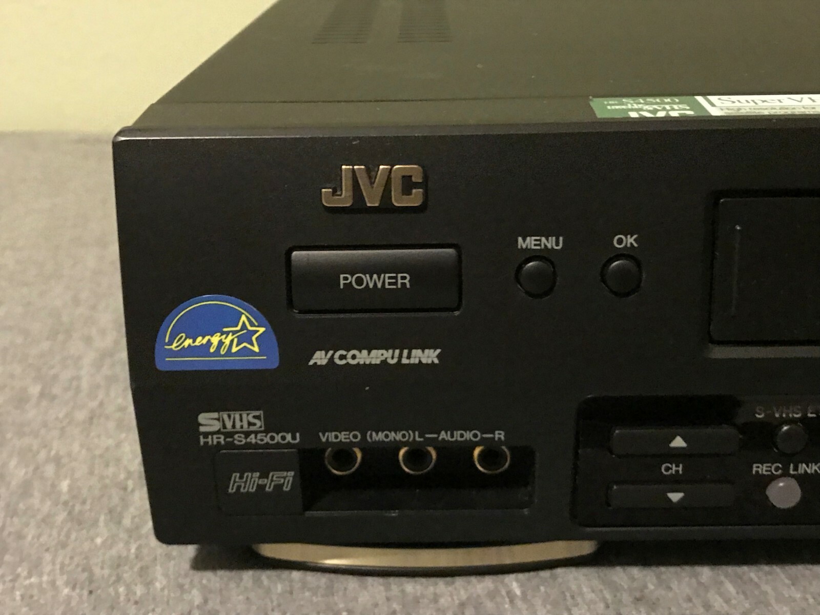 JVC SUPER VHS HR-S4500U VCR DECK S-VHS SVHS ET NO REMOTE TESTED WORKS GREAT!