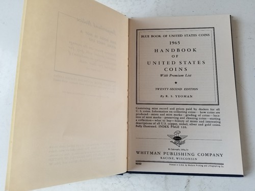 1965 Handbook of United States Coins [The Blue Book] by R.S. Yeoman 22nd Edition