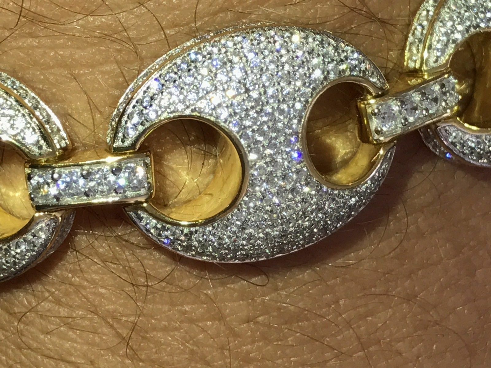 Pre-owned Online0369 8 Ct Cubic Zirconia Mens Cuban Link Stylish Bracelet Yellow Gold Over Silver In White