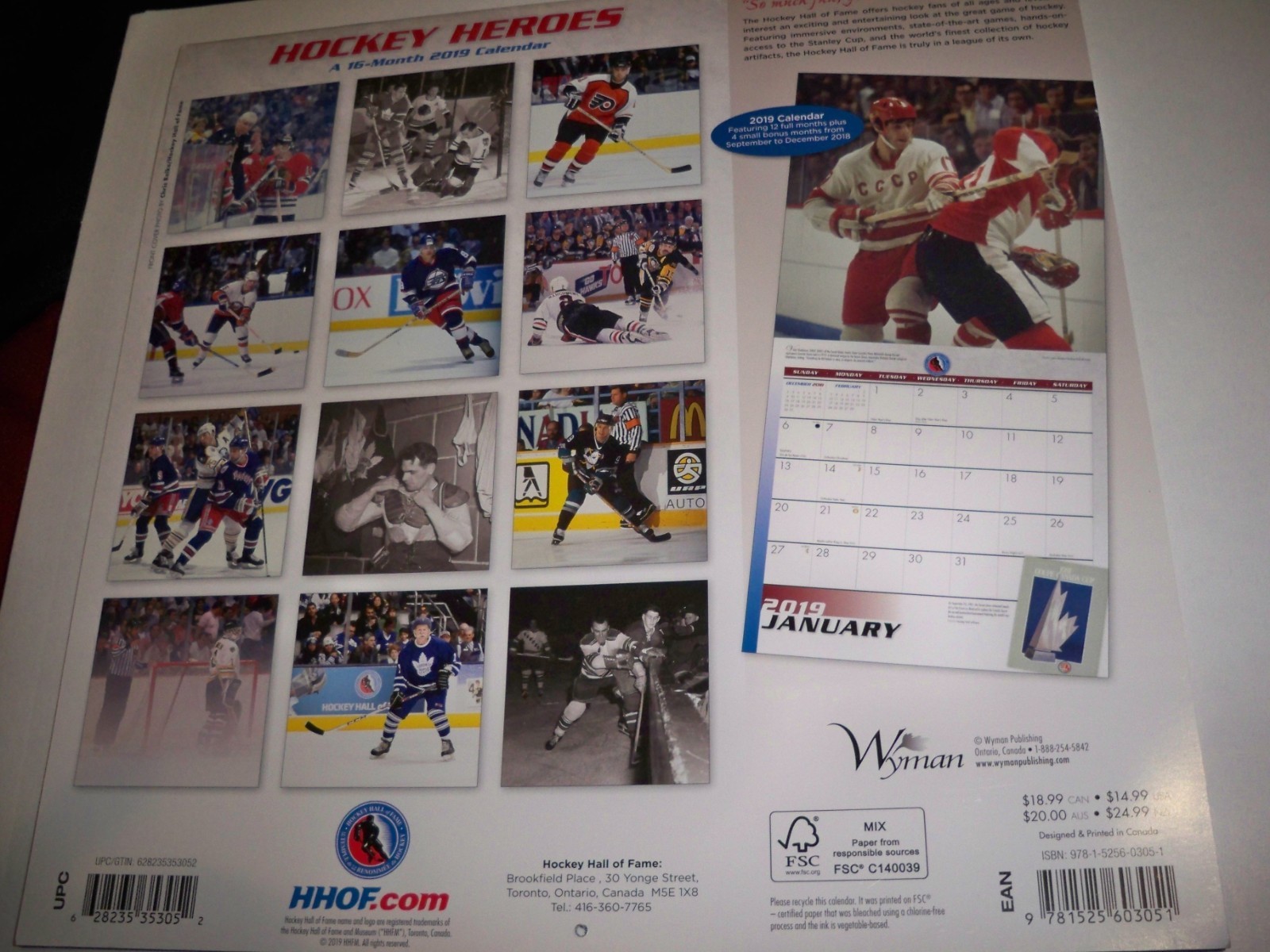 2018 Hockey Hall of Fame Calander Signed by Gary Bettman and Jayna Hefford
