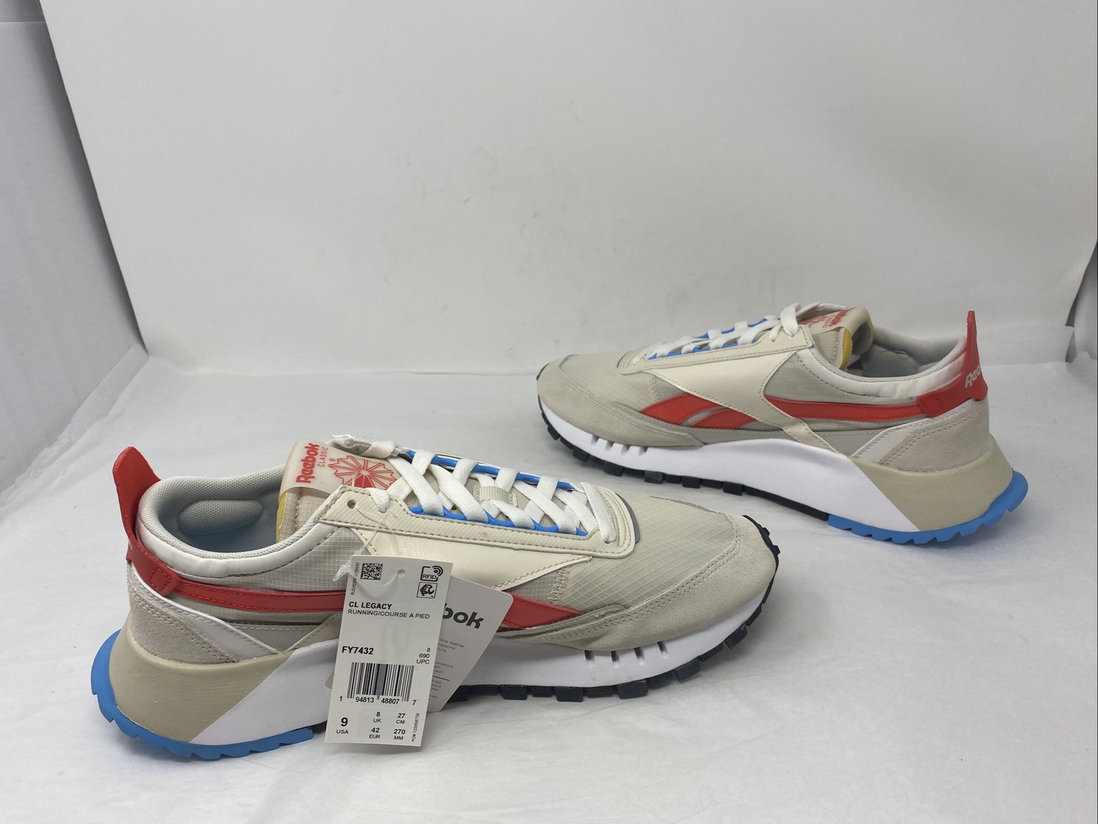 Reebok Unisex Classic Legacy Casual Shoe Chalk/Red/Blue Size 9M US : купить  с доставкой из США, цена 8 087 руб - (284368947545)