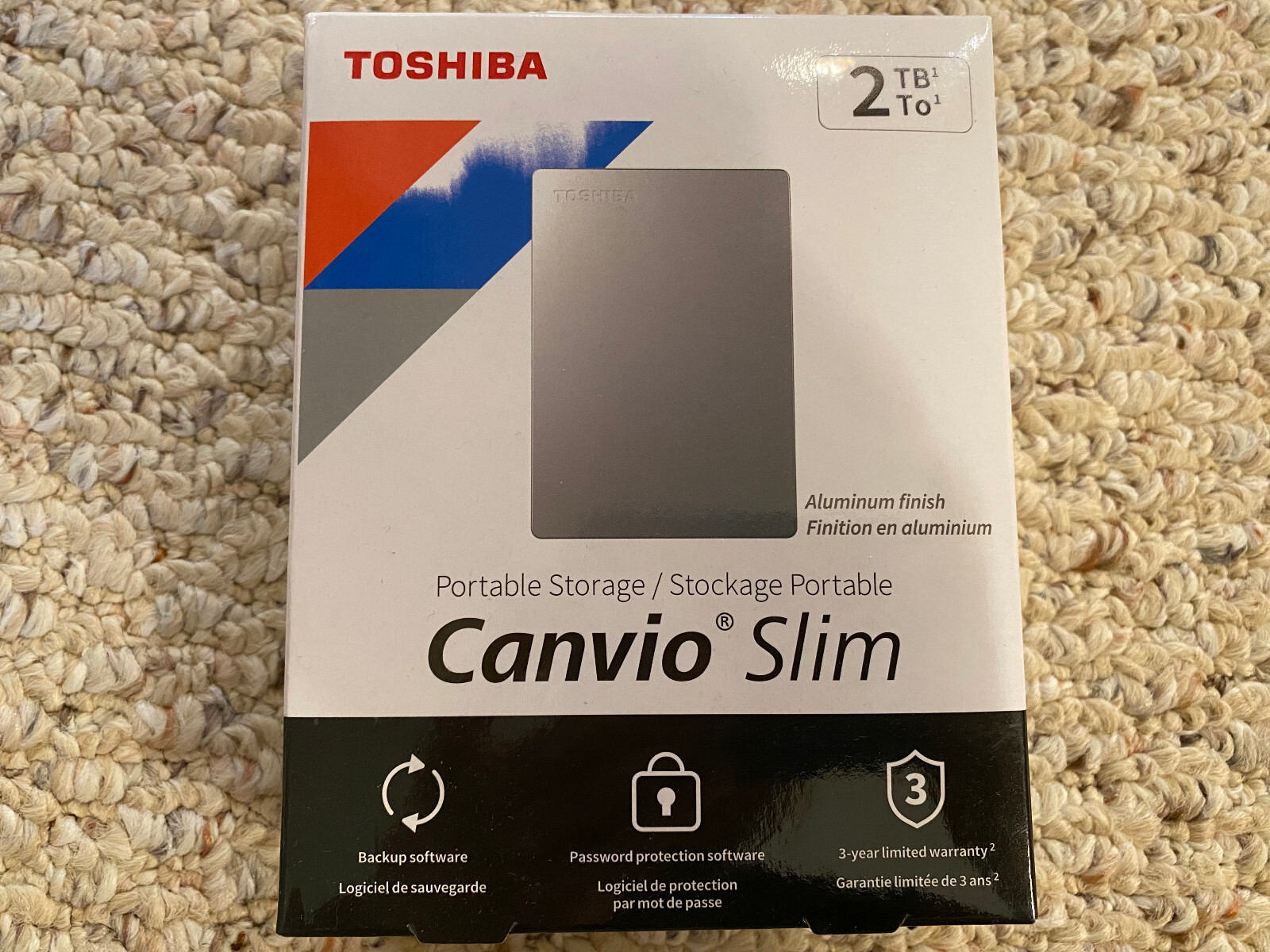 NEW Toshiba 2TB (2 TB) Canvio Slim portable external hard drive