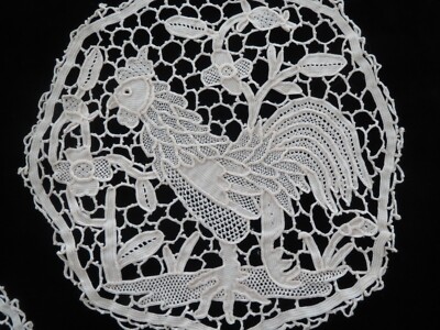 9 Antique Italian Point de Venice Cantu Cocktail Mats Doilies