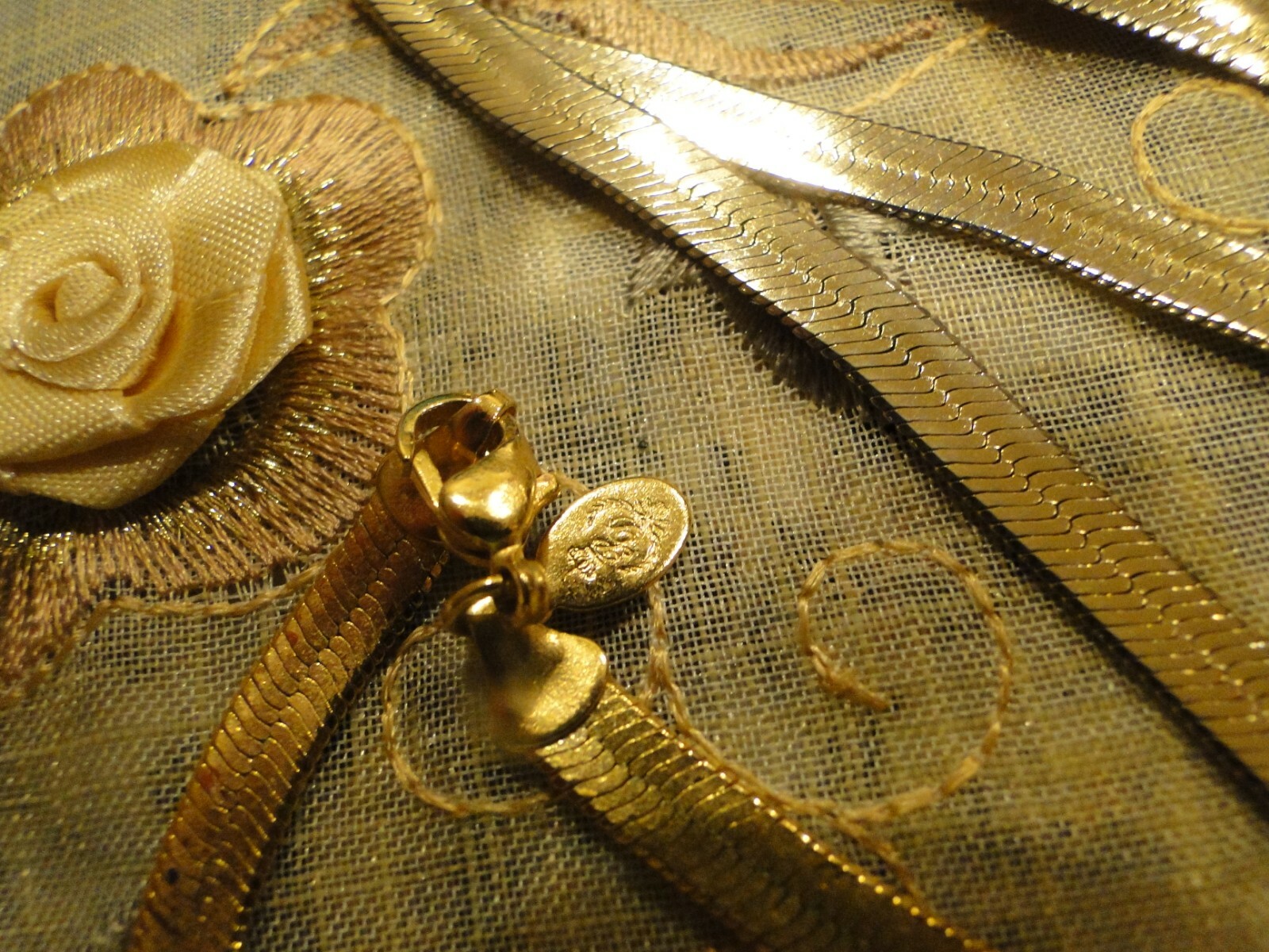 3 Goldtone Costume Jewelry Necklaces, 1 Bracelet, & 1 Pair Earrings, VG Cond.