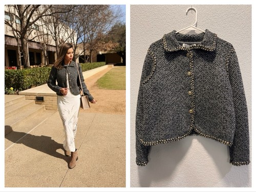 ZARA WOMAN NWT BRAIDED TRIM KNIT JACKET GRAY | 2756/131 ALL